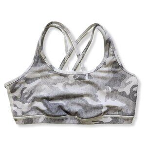 Wear It To Heart WITH Sports Bra Womens M Gray Camo‎ Strappy Cross Back Athletic